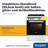 thumbnail of Exquisit Induktions-Standherd EHI 60-3.1 Inox | Energieeffizienzklasse A | 64,3 l Garraum | Glaskeramik Kochfeld | Induktions-Standherd 60 cm