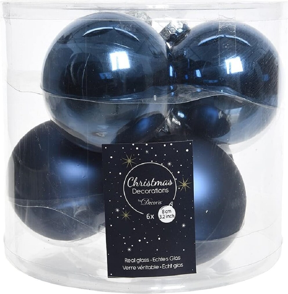 Weihnachtsbaumkugeln Glas Ø 8 cm 6 Stück nachtblau
