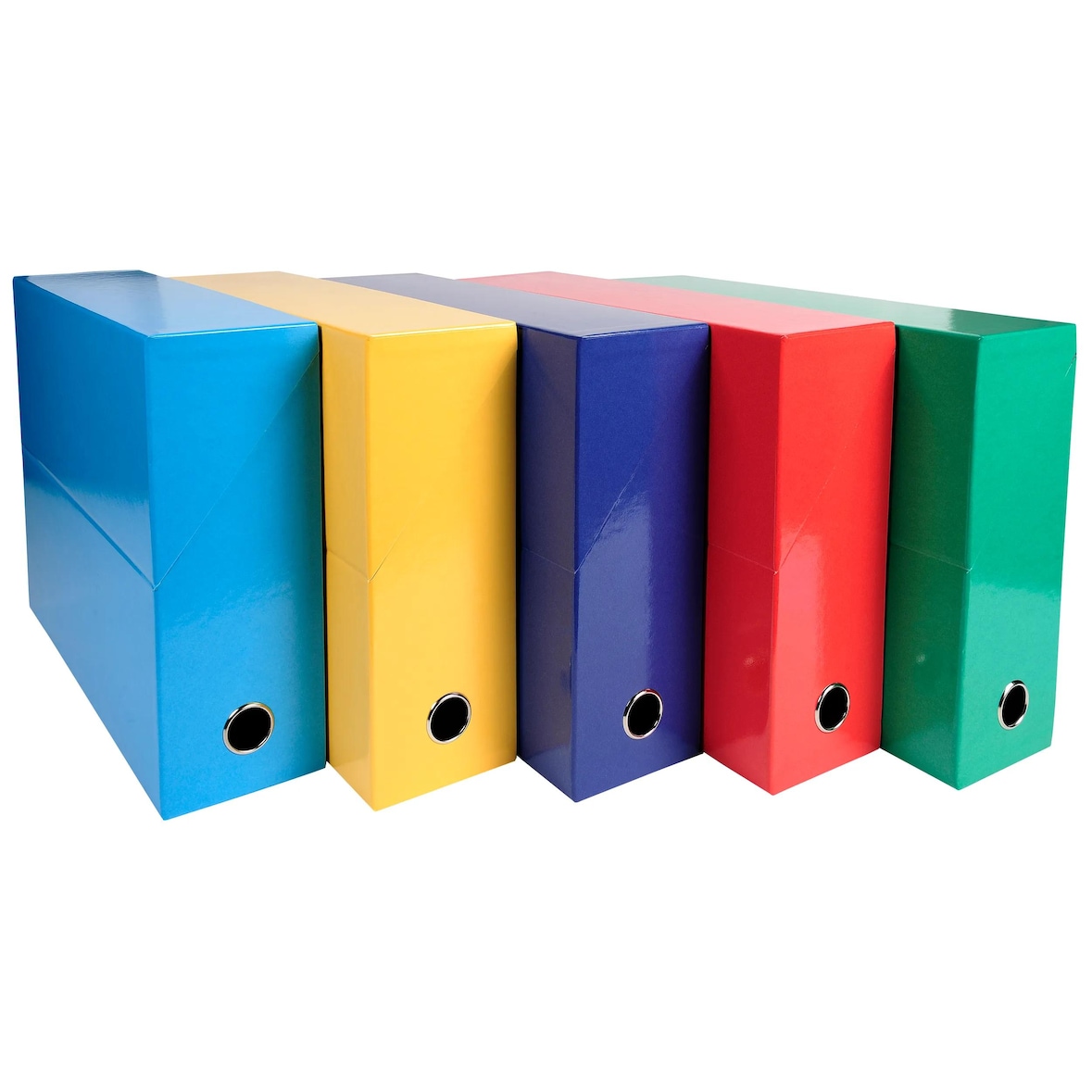 Exacompta 89920E 5x Transferbox aus Karton, Rücken 90mm, 25x33cm für DIN A4 - Iderama - Farben sortiert