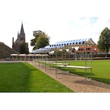 thumbnail of Essentials Professional Marktstand rot-weiß, feuerbeständige PVC Plane, Fichtenholz, 200x151x232cm (BxTxH)