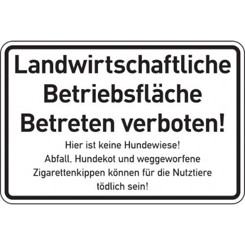 Hinweisschild, Landwirtschaftliche Betriebsfläche, Aluverbund - 300 x 200 x 2 mm Aluverbund