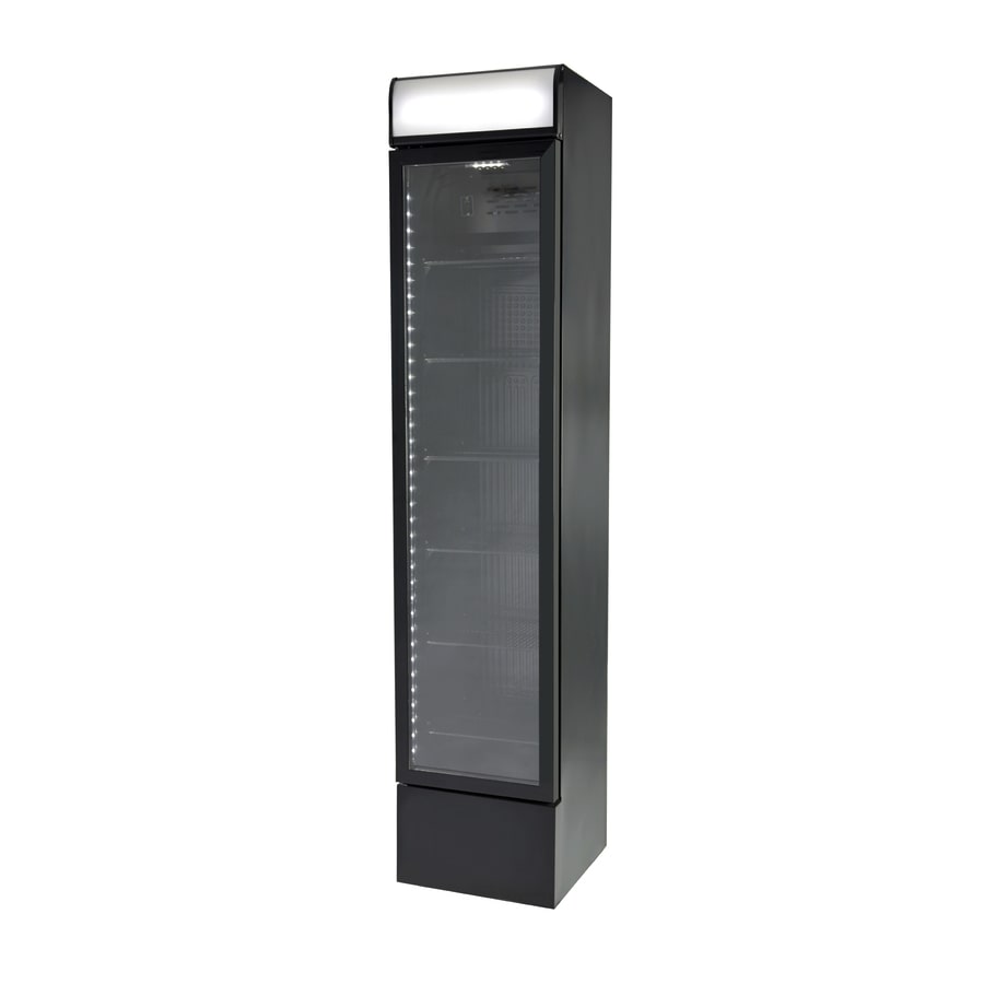 Gastro-Cool Schmaler Werbedisplaykühlschrank in schwarz / 150l - GCDC130
