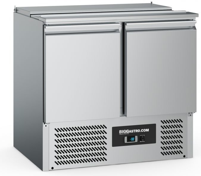 Saladette Salattheke Kühltisch - 0,90 x 0,70 m - 2-türig - mit Klappdeckel - PREMIUM