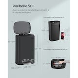 thumbnail of Helloshop26 - Poubelle de cuisine 50 litres à pédale avec seau intérieur en plastique couvercle fermeture douce anti-odeur noir 12_0007186