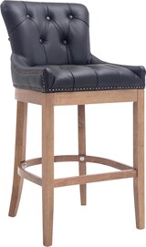 thumbnail of Barhocker KAGAD - Echtleder Schwarz 55x57x109 cm Braun | Barstuhl Mit Lehne Tresenhocker Tresenstuhl Kneipenhocker Kneipenstuhl