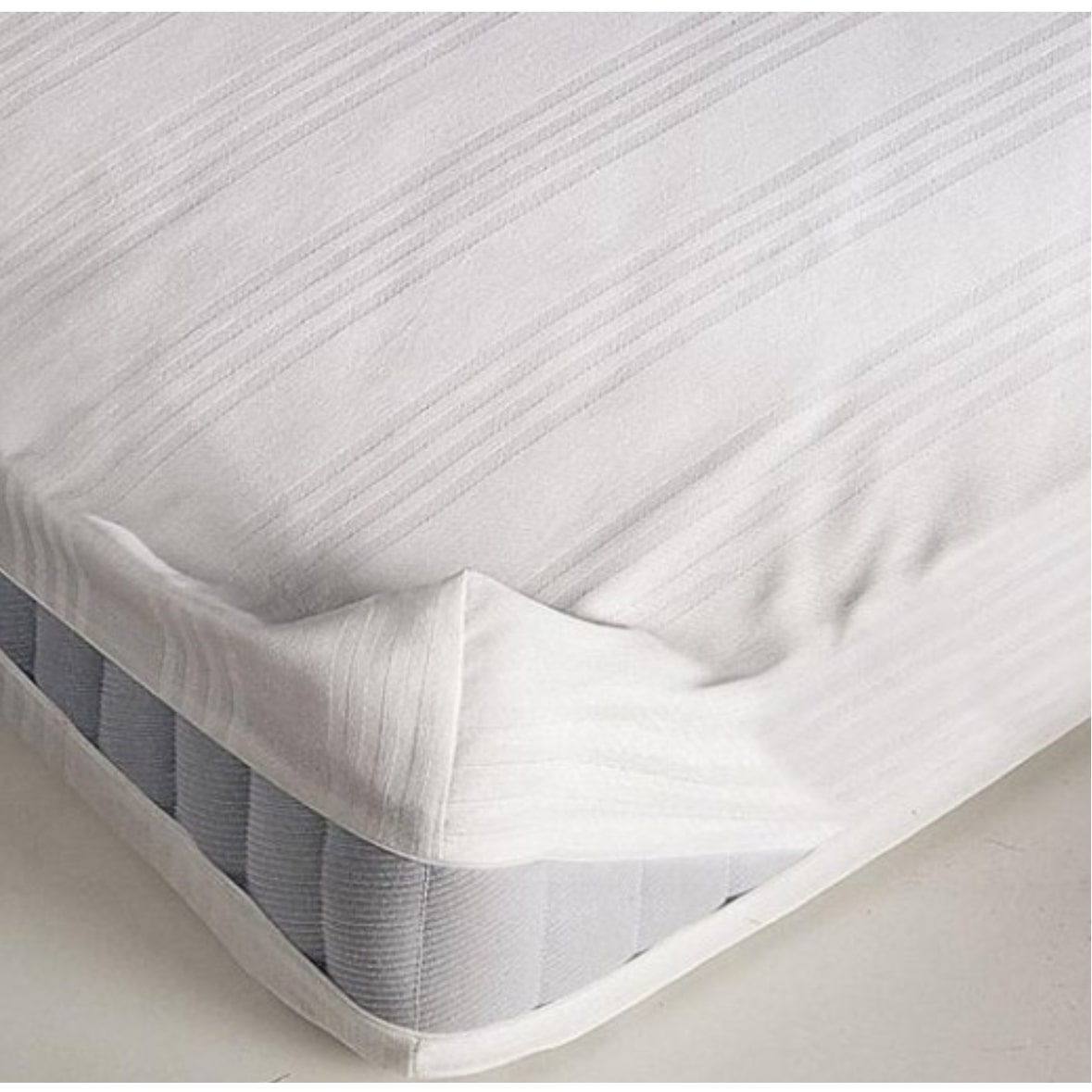 IPERSAN Coprimaterasso in 100% puro cotone 1 Piazza, Tessuto Fasciato con cerniera, Bianco
