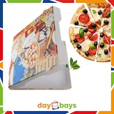thumbnail of DayBays 400 Stk. Pizza-Karton 36x36x4 cm  Weiß Kraftpapier bedruckt mit Pizza-Motiv