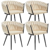 thumbnail of tectake Lot 4 chaises de salle à manger en velours design noué sables - 405531