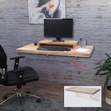 thumbnail of Mesa de pared HWC-H48, mesa plegable de pared mesa de estantería de pared, plegable madera maciza ~ 120x60cm color natural