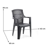 thumbnail of Sedia da Giardino Impilabile Poltrona Arpa Progarden Sedie con Braccioli Schienale Alto da Esterno in Plastica Bianca 60x62x89h cm