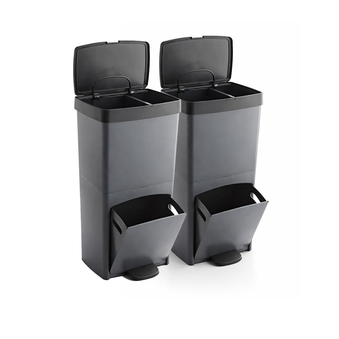 Cubo de Basura para Reciclaje Triple 70L | 3 Compartimentos con Pedal y Tapa Hermetica | Vertical y Ergonómico | Duradero -
