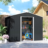 thumbnail of Outsunny Abrigo de Jardim de 4,1 m² 236x174x190 cm para Armazenamento de Ferramentas com Portas de Correr e 4 Janelas de Ventilação Cinza