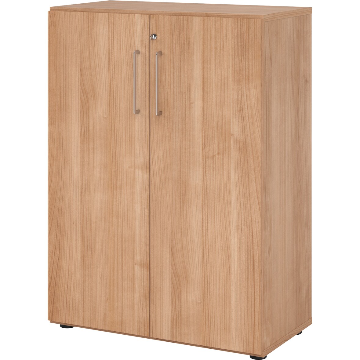 bümö Aktenschrank abschließbar, Büroschrank Holz 80cm breit in Nussbaum - abschließbarer Schrank mit Aktenregal für's Büro & Arbeitszimmer, Büro