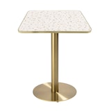 thumbnail of Esstisch 60 x 60 cm mit vergoldetem Fuß und Terrazzo/goldfarbener Beschichtung