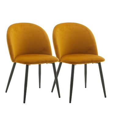 METRO PROFESSIONAL Chaise de restaurant rembourrée EVA II lot de 2, acier/polyester, jaune/noir