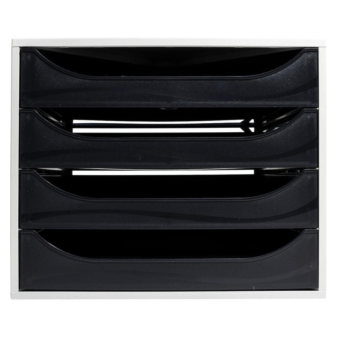 Exacompta 2286014D 1x ECOBOX ladenbox met 4 laden voor DIN A4+ documenten, grijs-zwart