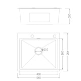 thumbnail of Gasfrit - Keukenspoelbak met sifon voor opbouwmontage van roestvrij staal zwart, 1 spoelbak, 540 x 490 x 200 mm