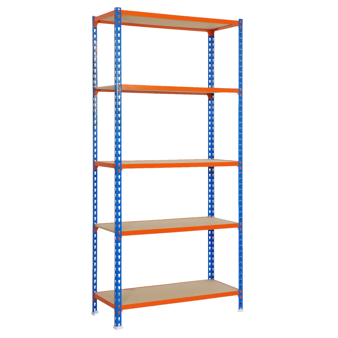 SimonRack Schwerlastregal 2000x1000x500 mm, 5 Ebenen, Holzböden, 150 kg Tragkraft pro Ebene, Blau/Orange - Maderclick