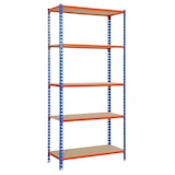 thumbnail of SimonRack Schwerlastregal 2000x1000x500 mm, 5 Ebenen, Holzböden, 150 kg Tragkraft pro Ebene, Blau/Orange - Maderclick
