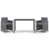 thumbnail of Set Da Pranzo Da Giardino 3 Pz Con Cuscini Polyrattan Grigio