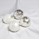 thumbnail of Christbaumkugel Weihnachtskugel Glas D: 10cm glänzend matt silber weiß 4er Set