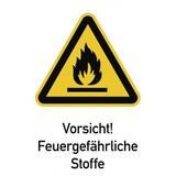 thumbnail of Vorsicht! Feuergefährliche Stoffe ISO 7010, Kombischild, Folie, 131x185 mm