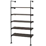 thumbnail of Estantería de pie HWC-C45, estantería de salón estantería de almacenamiento, diseño industrial madera metal, 165x80x28cm ~ gris-marrón