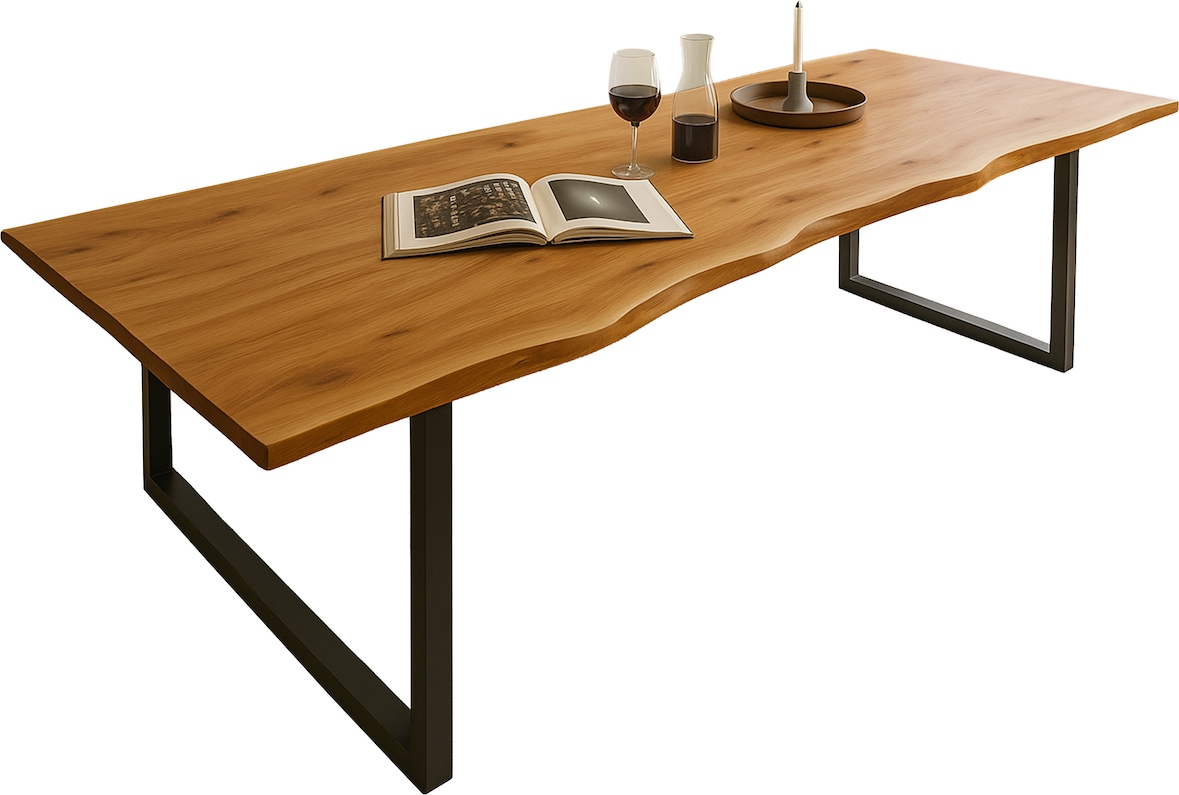 Esstisch Baumkante massiv Akazie natur 280 x 100 schwarz QUINN