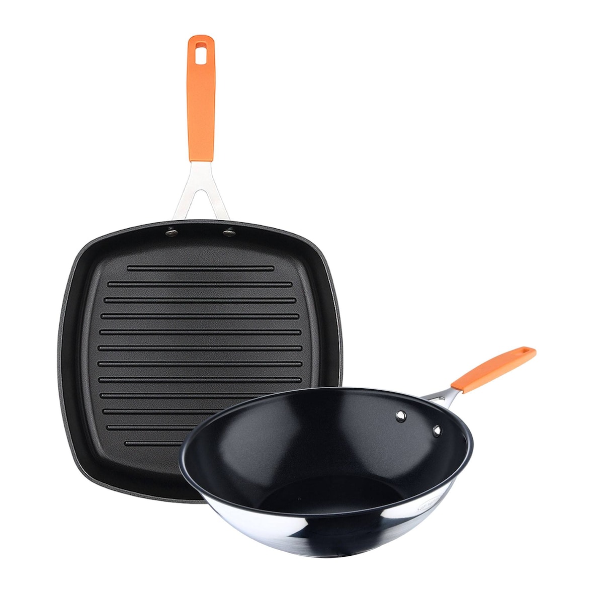 San Ignacio Compact - Juego de Sartén Asador 28x28cm y Wok Ø28cm en Aluminio Forjado Apto para Inducción