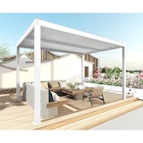 thumbnail of Pergola HWC-L46, Gartenpavillon Lamellen-Pavillon, 11cm-Aluminium-Gestell, Regenrinne sturmfest, 3x3m ~ weiß