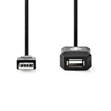 thumbnail of Nedis Aktive USB-Kabel - USB 2.0 - USB-A Stecker - USB-A Buchse - 480 Mbps - 10.0 m - Rund - Vernickelt - PVC - Kupfer - Label