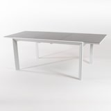 thumbnail of Mesa de exterior extensible 160/210 cm, Estructura de aluminio color blanco, Cristal mate, grueso y templado color taupé
