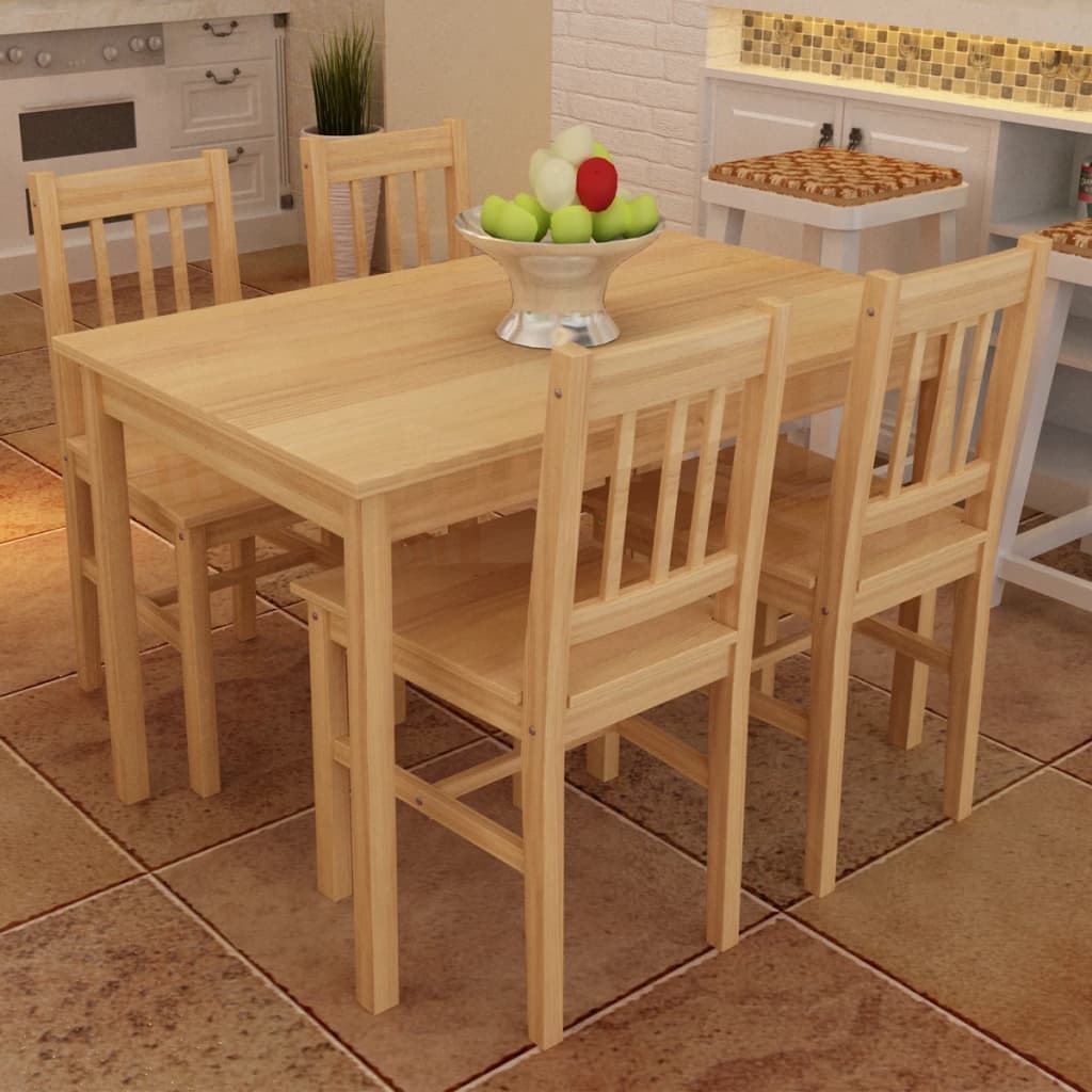 Eettafel Houten tafel met 4 houten stoelen Eetkamerset Eetset