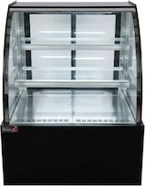 thumbnail of Romux® Kühlvitrine für Konditorei Standgerät 2 Böden Gebogenes Glas Schwarz 300 Liter Umluftkühlung | Professionelle Vitrinen