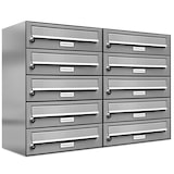 thumbnail of AL Briefkastensysteme 10 Fächer Premium Edelstahl Wand Briefkasten Anlage für Post A4, modern, robust und wetterfest, Artikelnummer: 132V10EA2