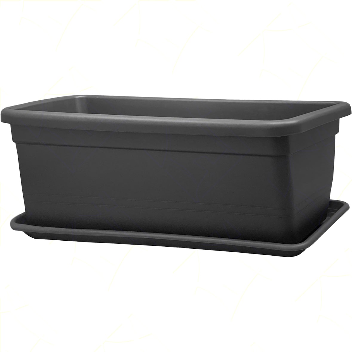 Macetero rectangular de plástico de 80 cm para plantas y flores con jardinera de exterior antracita, resistente a los rayos UV, fabricado en Italia.