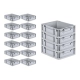 thumbnail of PROREGAL SuperSparSet 16x Eurobox NextGen Economy mit Scharnierdeckel & schwarzen Verschlüssen, Griffe zu, HxBxT 12x30x40cm, 11L, Eurobehälter, Box
