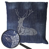 thumbnail of Herten sierkussen, bankkussen sierkussen met vulling, blauwe glittersteentjes 45x45cm