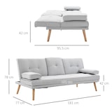 thumbnail of HOMCOM Divano Letto 3 Posti Stile Nordico Reclinabile con Tavolino