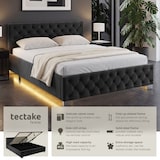 thumbnail of tectake Lit capitonné avec bandes LED et espace de rangement - 180 x 200 cm Aspect velours noir
