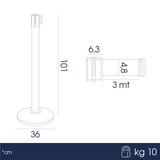 thumbnail of Danieli Store | Poste separador de acero pulido con cinta extensible hasta 3 mt | Base cónica y cinta blanca 3 mt
