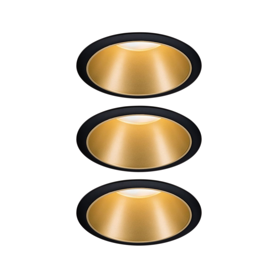 Paulmann Spot encastré LED 3-Step-Dim Cole Coin Kit de base  IP44 rond 88mm  Coin 3x6W 3x470lm 230V gradable 2700K Noir mat#Doré mat 93404