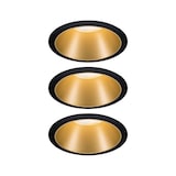 thumbnail of Paulmann Spot encastré LED 3-Step-Dim Cole Coin Kit de base  IP44 rond 88mm  Coin 3x6W 3x470lm 230V gradable 2700K Noir mat#Doré mat 93404