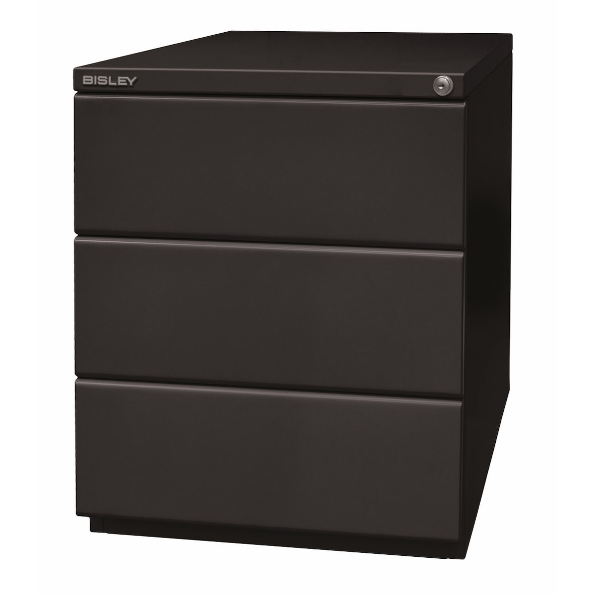BISLEY OBA Rollcontainer mit 3 Schüben aus Metall abschließbar in schwarz - Bürocontainer mit Schloss für DIN A4 Dokumente, Kleinteile &