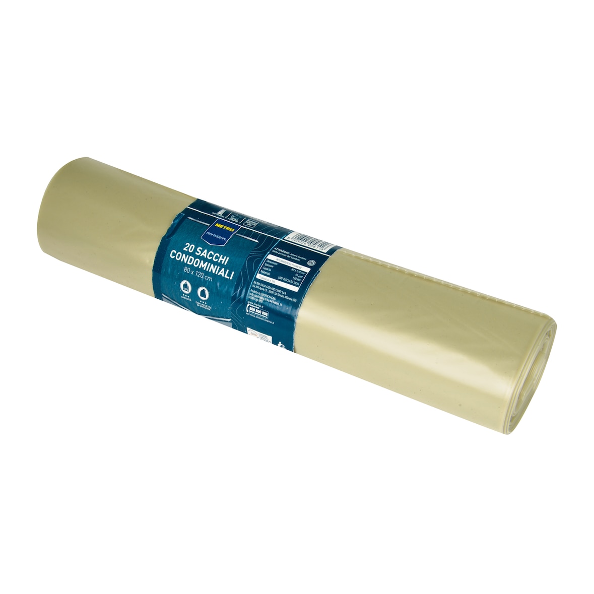 Sacchi nettezza neutri 80x120 cm METRO PROFESSIONAL 1 rotolo pezzi 20