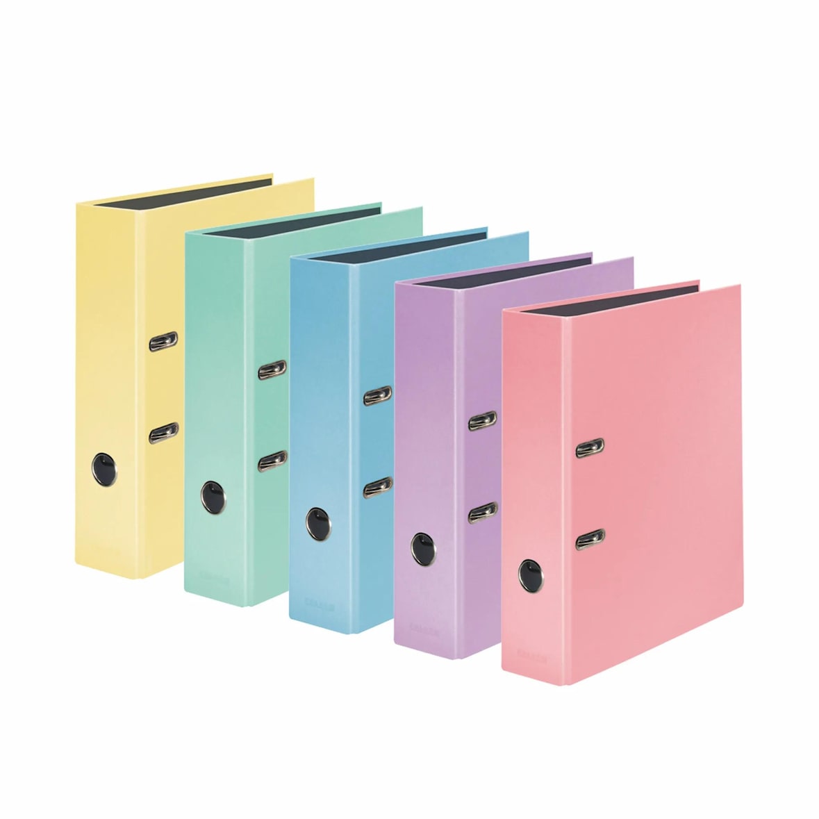 Falken 15062632 PastellColor Ordner DIN A4, Rückenbreite 8cm, schwarzer Innenspiegel, Griffloch - Farben sortiert