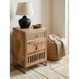 thumbnail of Nachttisch Mango Massivholz / Metall 40x60x30 cm Nachtschrank Boxspringbett, Design Nachtkonsole mit 3 Schubladen, Nachtkommode Wiener Geflecht mit