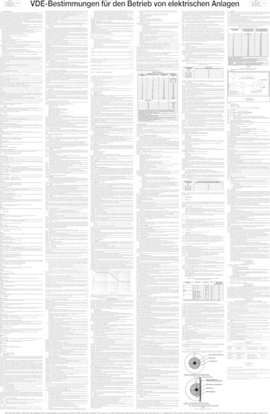 VDE Aushang, VDE-Bestimmungen für den Betrieb von elektrischen Anlagen gem. DIN VDE 0105-100 - 660x965x1.5 mm Kunststoff