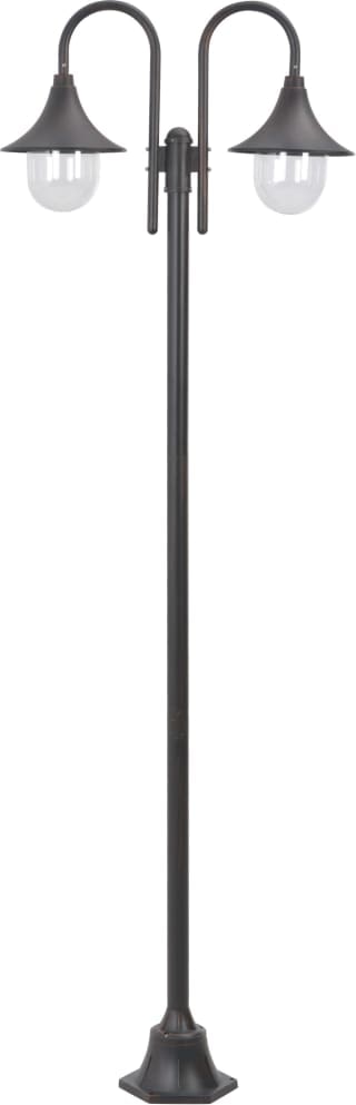 vidaXL Garten-Pollerleuchte E27 220 cm Aluminium 2-Laterne Bronze