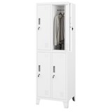 thumbnail of Umkleideschrank Spind BERLIN 4 Abteile Etikettenhalter Lüftungsschlitze Umkleidespind Schließfachschrank Garderobenspind 172x55,9x45cm Weiß